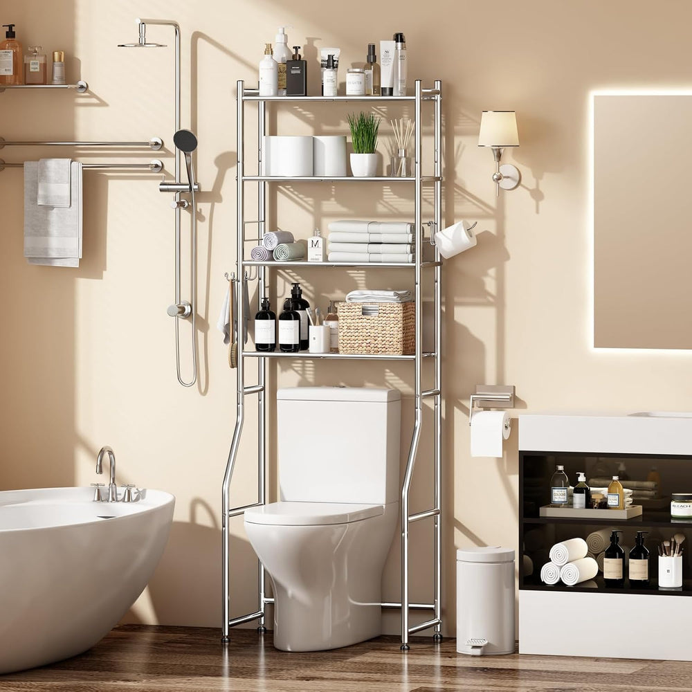 Ekisemio 4 Tier Over the Toilet Storage Cabinet, Metal Bathroom Shelves Over ...