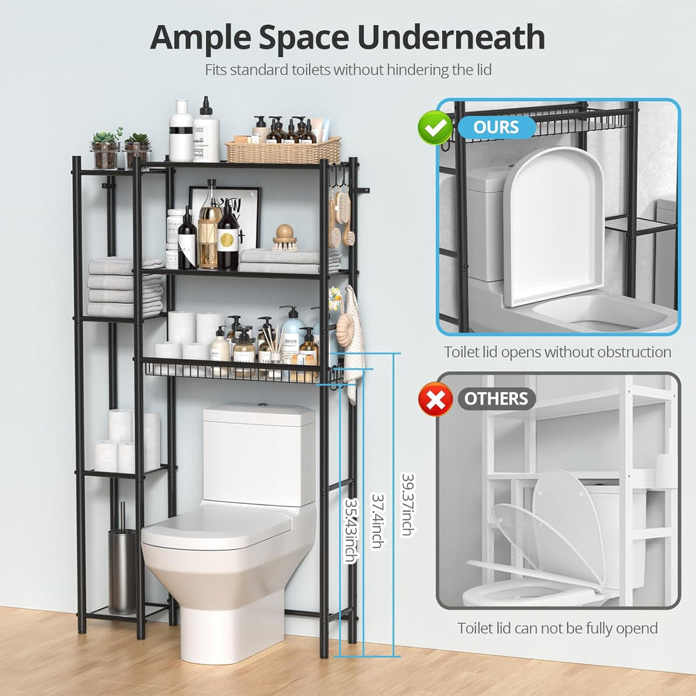 Over The Toilet Storage Shelf - Bathroom Organizer Rack with 7-Tier Shelves, ...