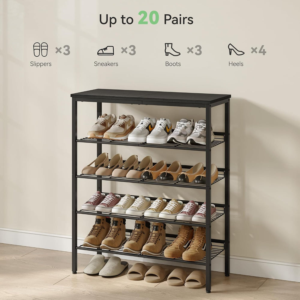 Nunsino Shoe Rack for Closet,5 Tier Shoe Organizer for Entryway,Shoe Shelf wi...