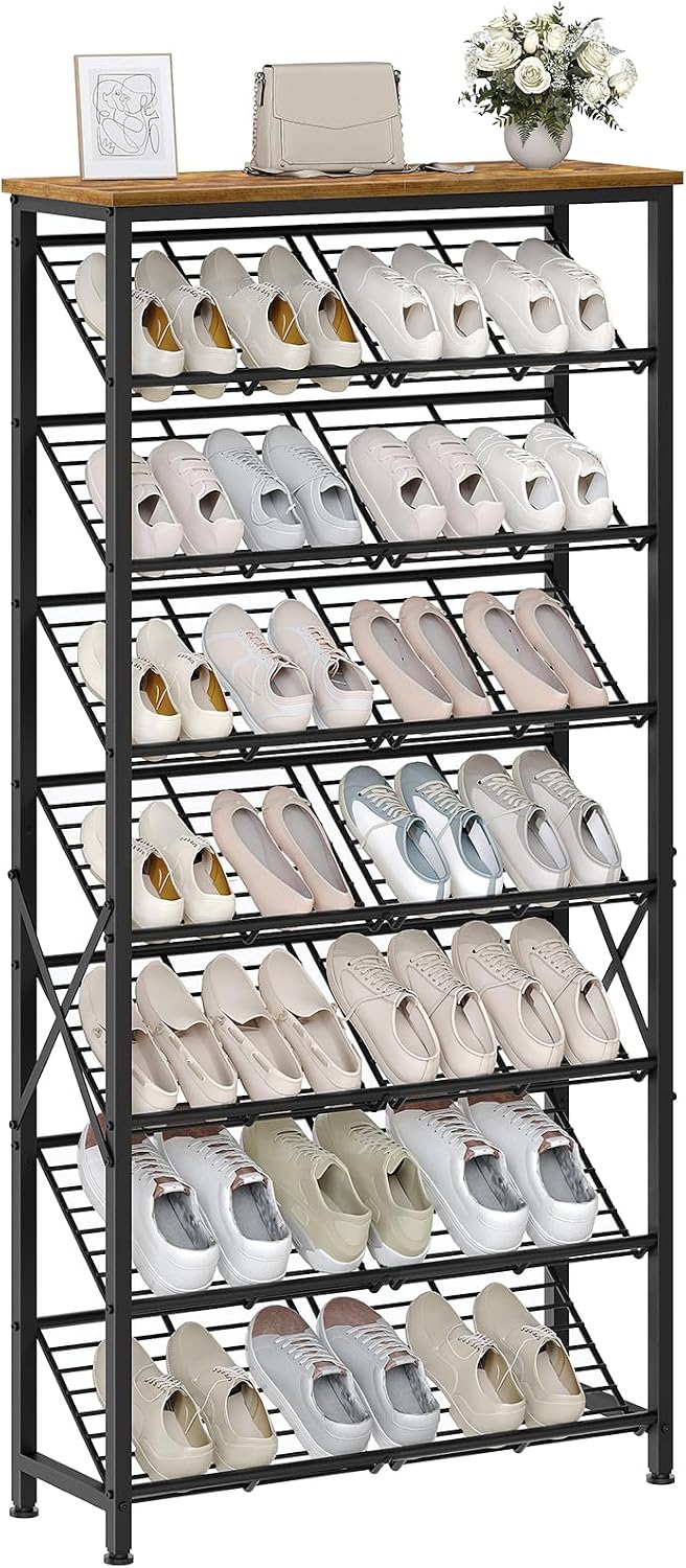 YATINEY 8-Tier Tall Shoes Rack, Slim Shoe Organizer for Entryway, Large-Capac...