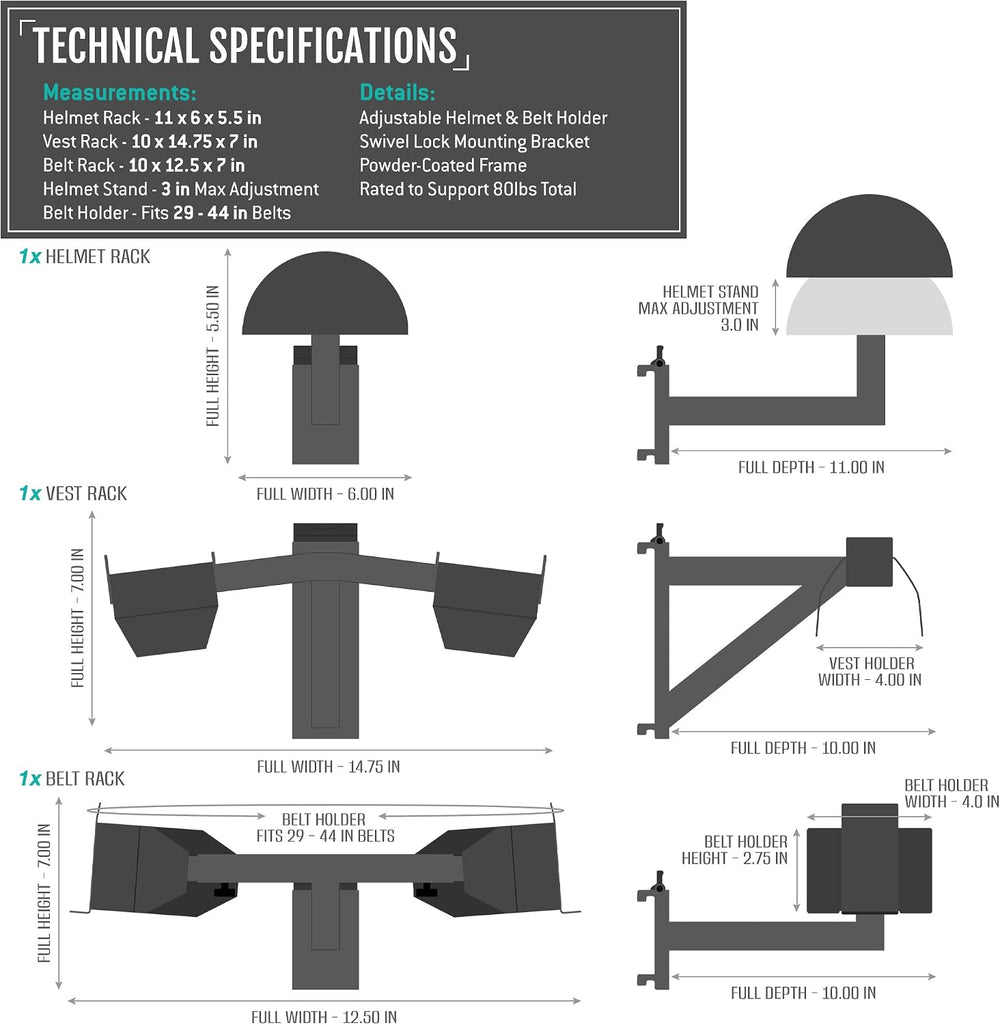 Savior Equipment Wall Rack System H.A.B Attachment Tactical Gear Wall Mount O...