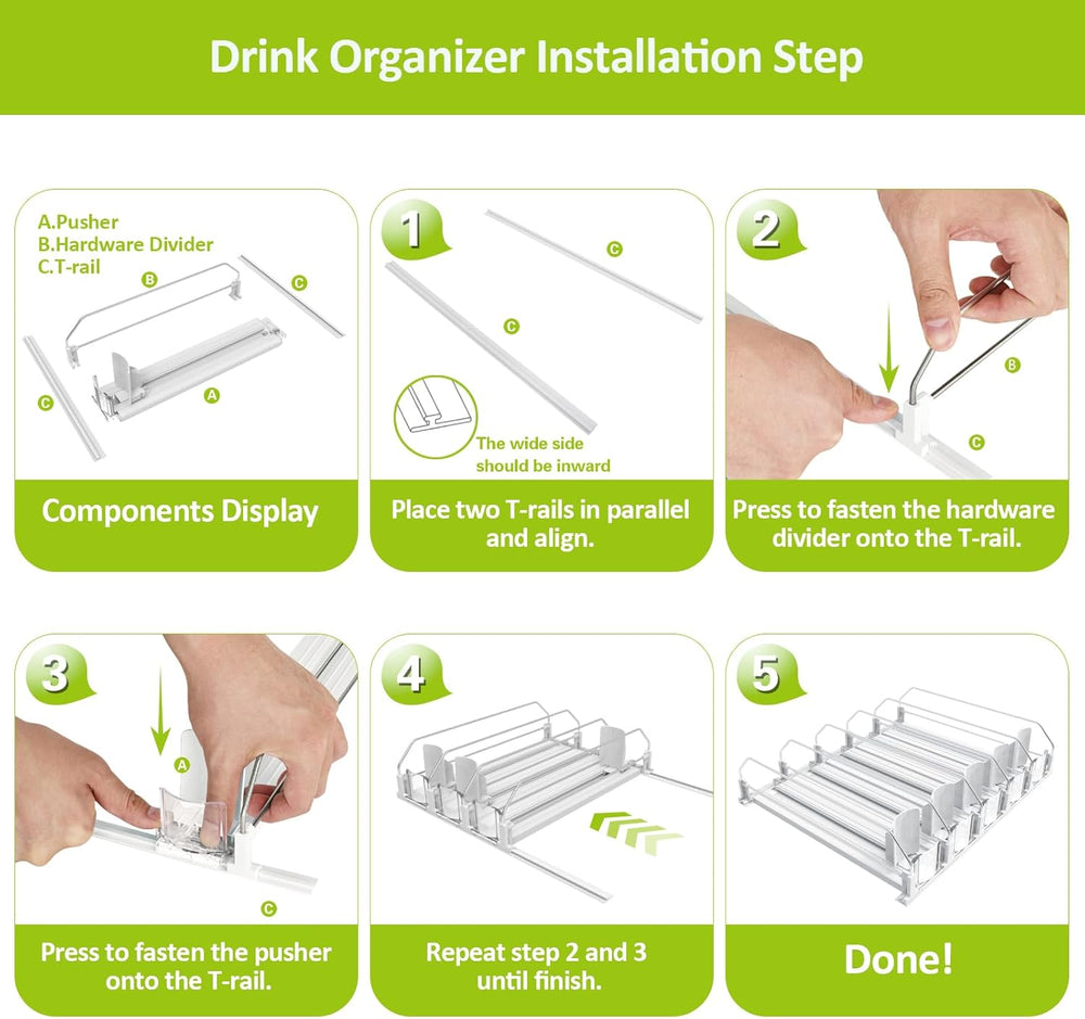 IBORING Drink Organizer for Fridge,Holds up to 25 Cans
