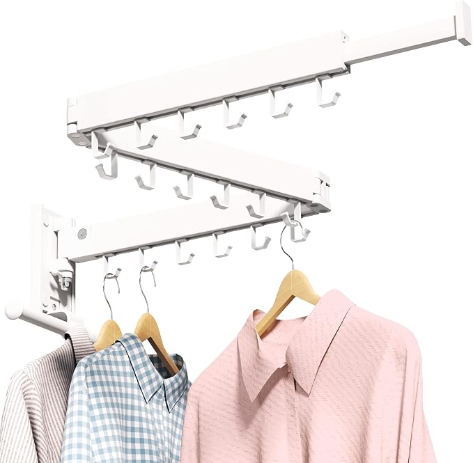 Drying Rack, Wall Mounted Clothes Rack, 220lbs Capacity