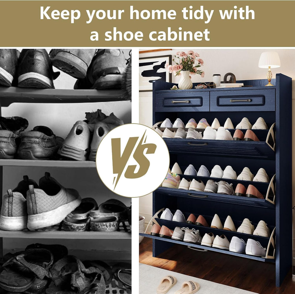 Shoe Cabinet for Entryway with 3 Flip Drawers & 2 Top Drawers