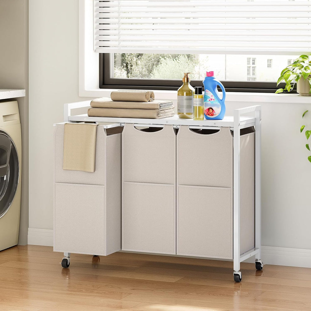 HOOBRO Laundry Sorter 3 Section, Laundry Hamper with Wheels, 3 × 11.5 Gal (43...