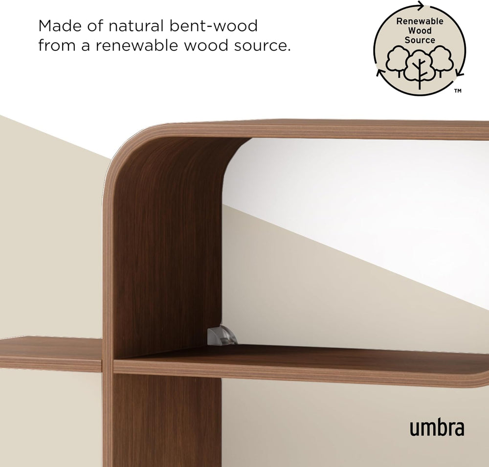 Umbra Montage Floating Wall Shelf, Wood Wall Mount Display Case, Walnut