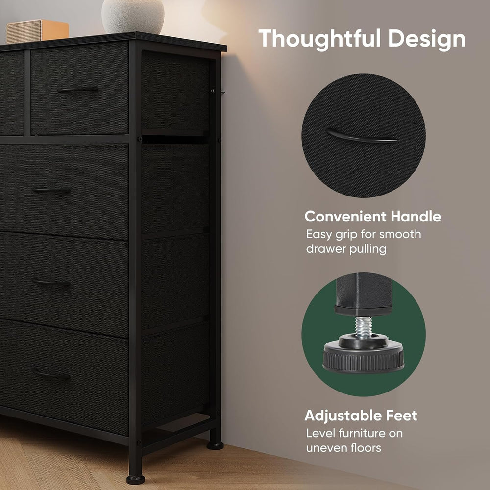 Fabric Dresser for Bedroom with 9 Drawers, Storage Tower