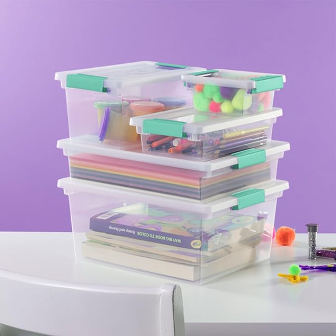 Sterilite 18-Pack Clip Box, Stackable Clear Plastic Bins