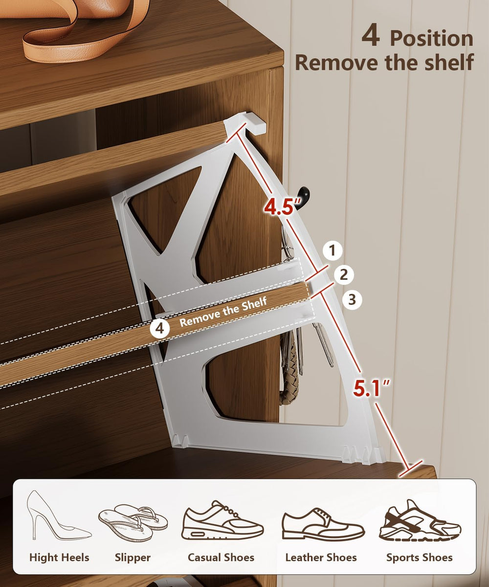 Akxomel Fluted Shoe Storage Cabinet, Narrow Hidden Shoe Rack Cabinet with Met...