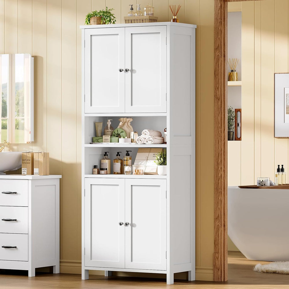 TEENFON 66.9" H Tall Bathroom Storage Cabinet with 4 Doors & 2 Open ...