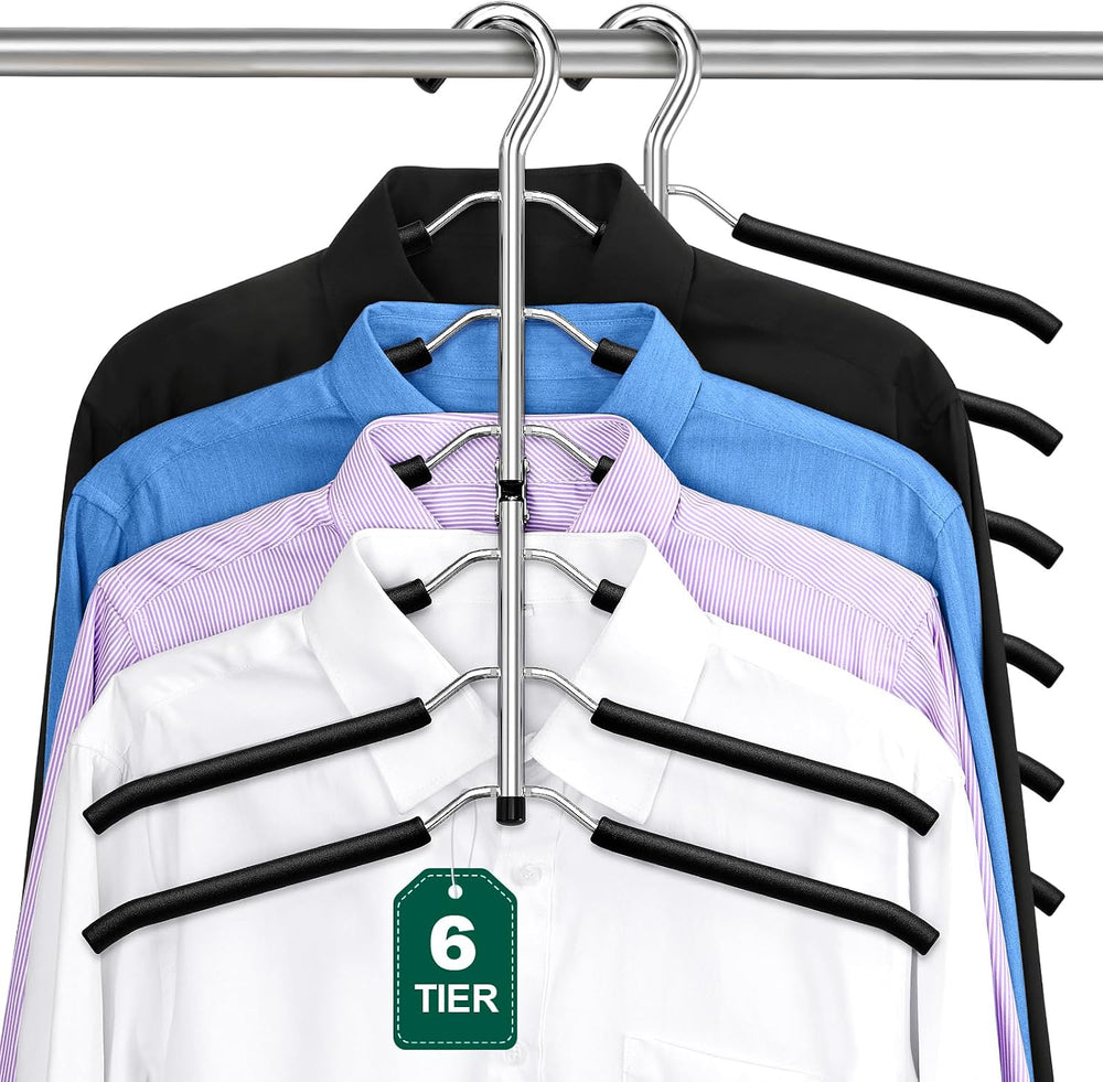 DOIOWN Clothes Hangers Space Saving: 6 Tier Coat Hanger Space Saving Hangers ...