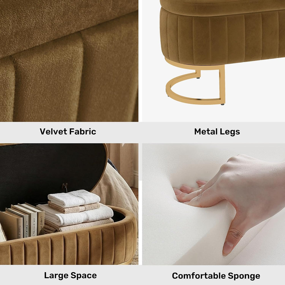65" Velvet Storage Ottoman Bench End of Bed for Bedroom Entryway Coffee