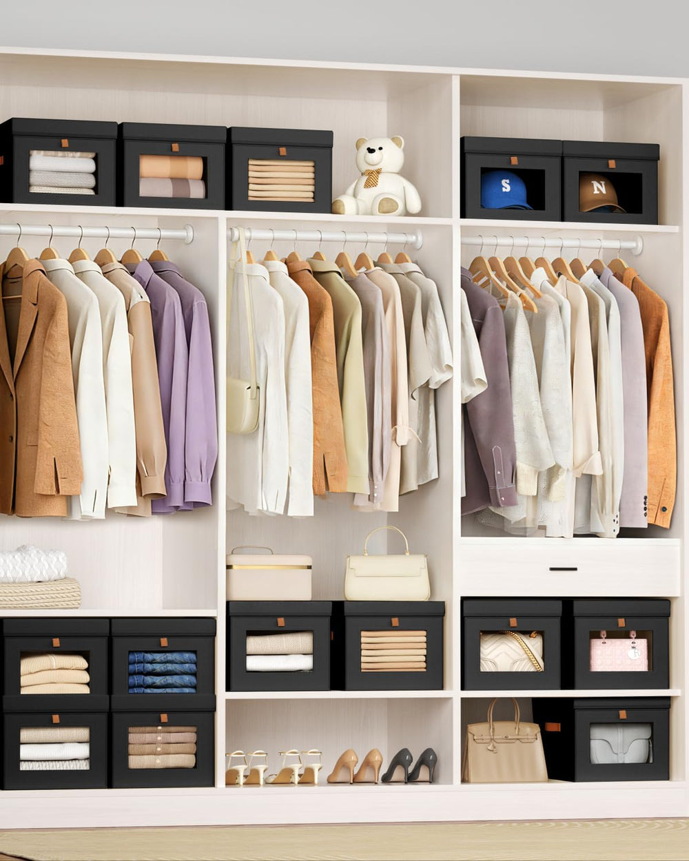 Homsorout Storage Bins with Lid – Closet Organizer with Side Opening and Clea...