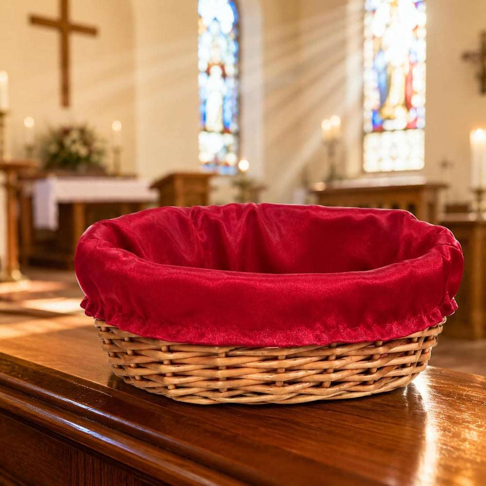 Hushee 3 Pack 9.1 Inch Round Offering Baskets for Church Wicker Offering Bask...