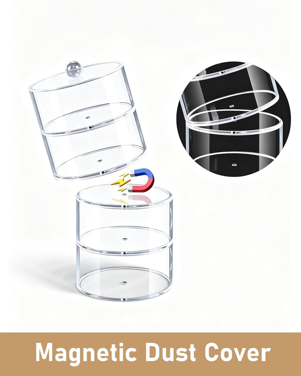 Belt Organizer, 4-Tier Acrylic with Dust Cover, for Closet, Clear