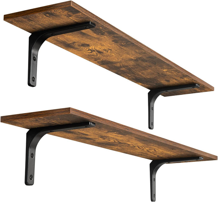 DINZI LVJ Long Wall Shelves, 39.4Inch Wooden Wall Mounted Shelves, Set of 2