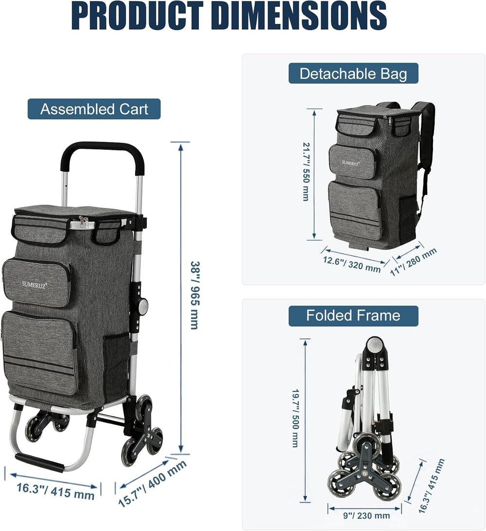 3-in-1 Foldable Stair Climbing Shopping Cart, Hand Truck & Backpack