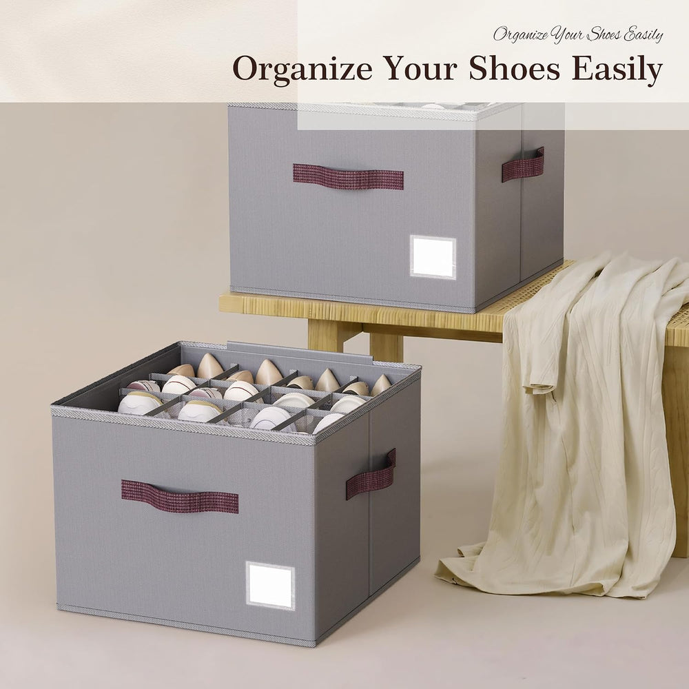 Criusia Shoe Organizer for Closet, 4 Pack Shoe Organizer with Transparent Cov...