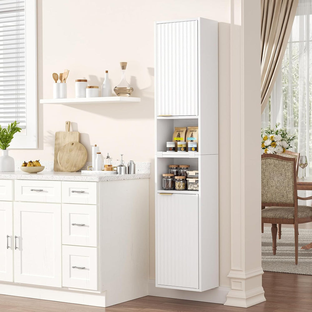 AKMAKM 59.1" Tall Slim Bathroom Storage Cabinet White | Freestanding or ...