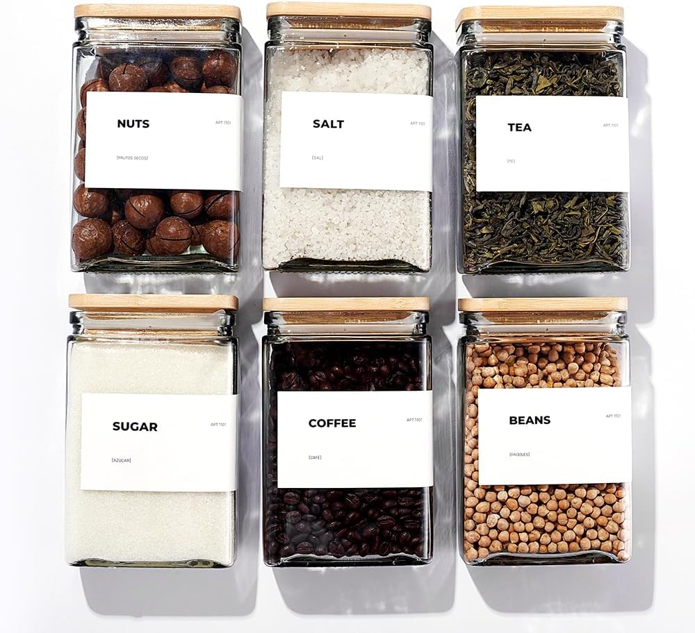 APT 1101 Glass Storage Jars with Bamboo Lid, glass canisters with airtight li...
