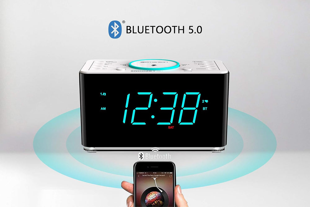 Emerson Smartset Wireless Charging Dual Alarm Clock Radio with PLL FM, 15 Wat...