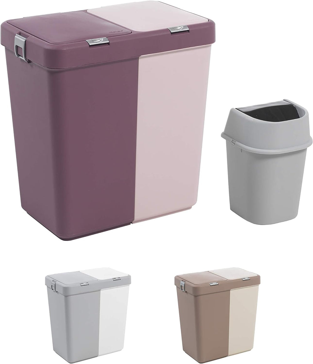 Mabel Home Plastic Laundry Hamper with Lid, 2 sections, Large Laundry Basket ...