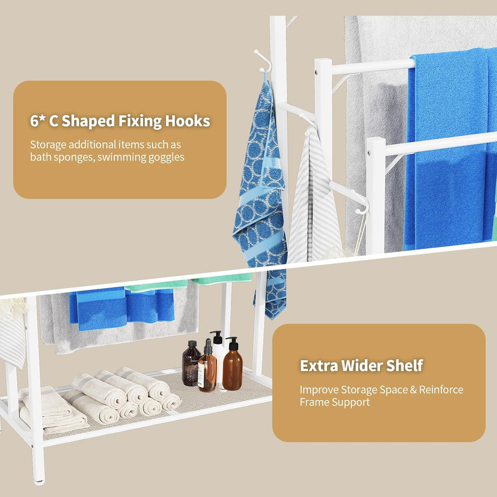HavenlyYouth 3 Tier Free Standing Towel Rack, Pool Towel Rack with Metal Shel...