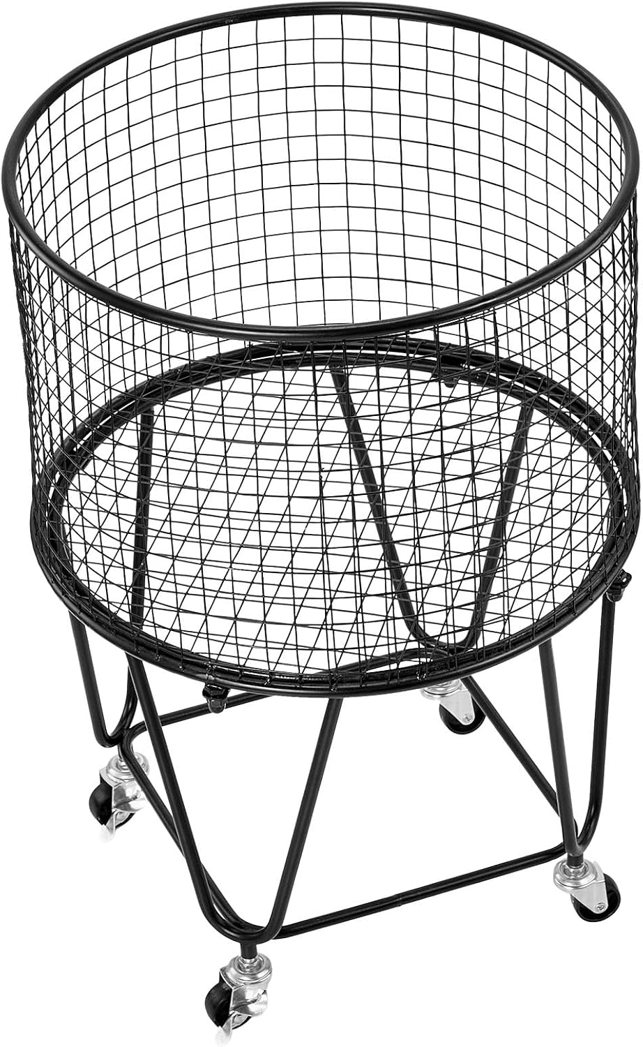 VEVOR Laundry Basket with Wheels, Metal Storage Cart Deep Set Rolling Mesh La...