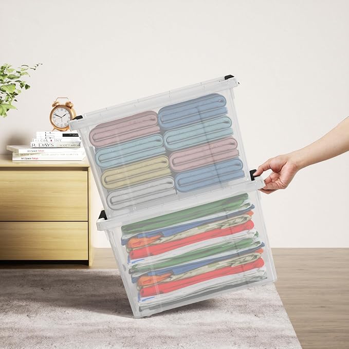 22 Qt Latching Storage Box, Stackable Bin