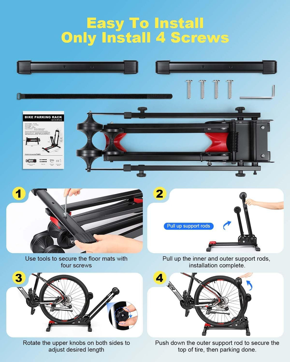 WSDCAM Bike Stand, 2-in-1 Vertical & Horizontal Storage Rack, Foldable Ad...