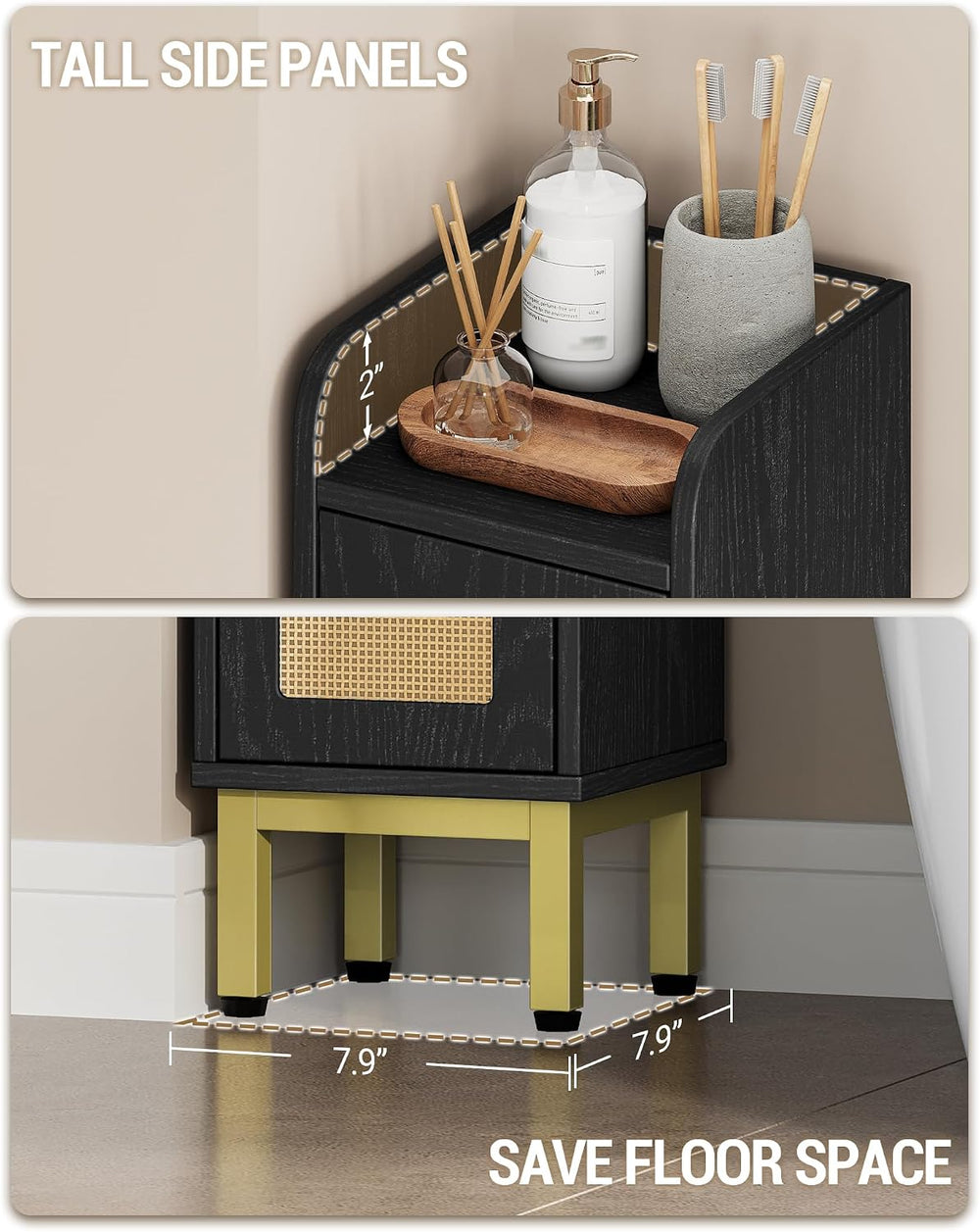 Hzuaneri Slim Bathroom Storage Cabinet, Narrow Bathroom Organizers,2 Doors