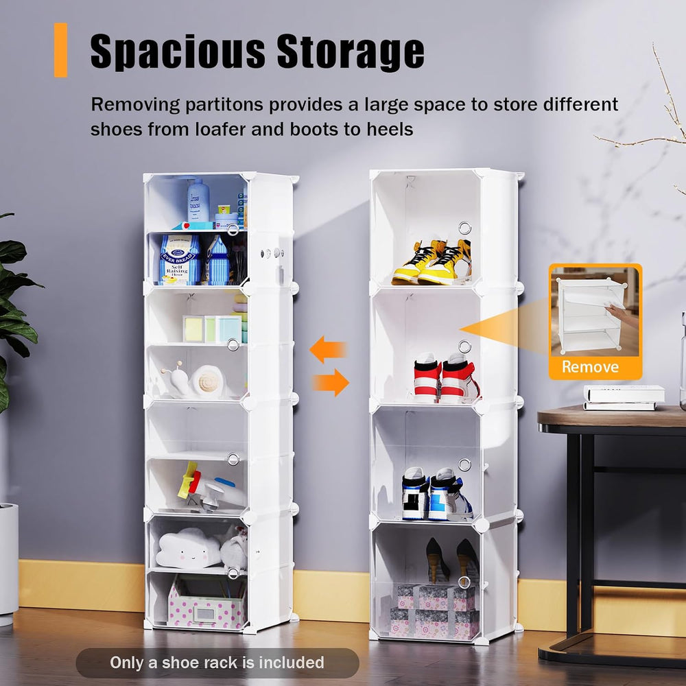 Shoe Rack Organizer, 12 Tier Shoe Storage Cabinet Stackable Detachable Free S...