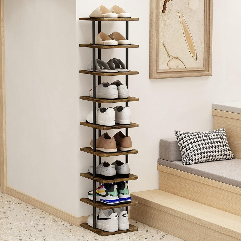 AZERPIAN Shoe Rack Storage Vertical Narrow Shoe Organizer Shelf 9 Tier