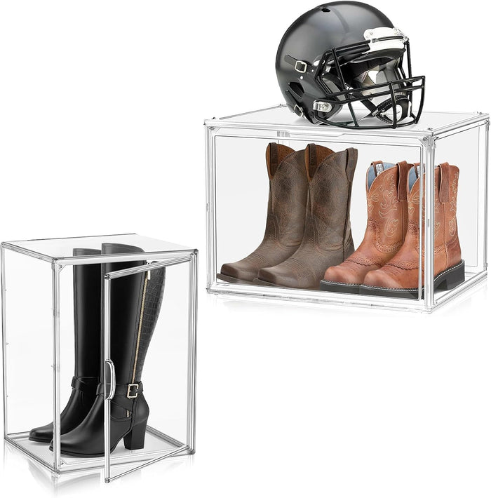 2Pack, 1 Pcs XX-Large Size Box and 1 Pcs XXX-Large Clear Storage Boxes, Acrylic Sneaker Shoe Display Case,Size 14, Size 15 and Extra Large