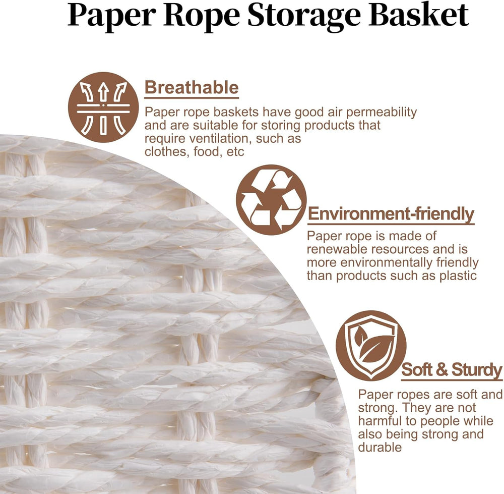 OIAHOMY Scalloped Wicker Baskets, Hand-woven Storage Baskets with Built-in Ha...