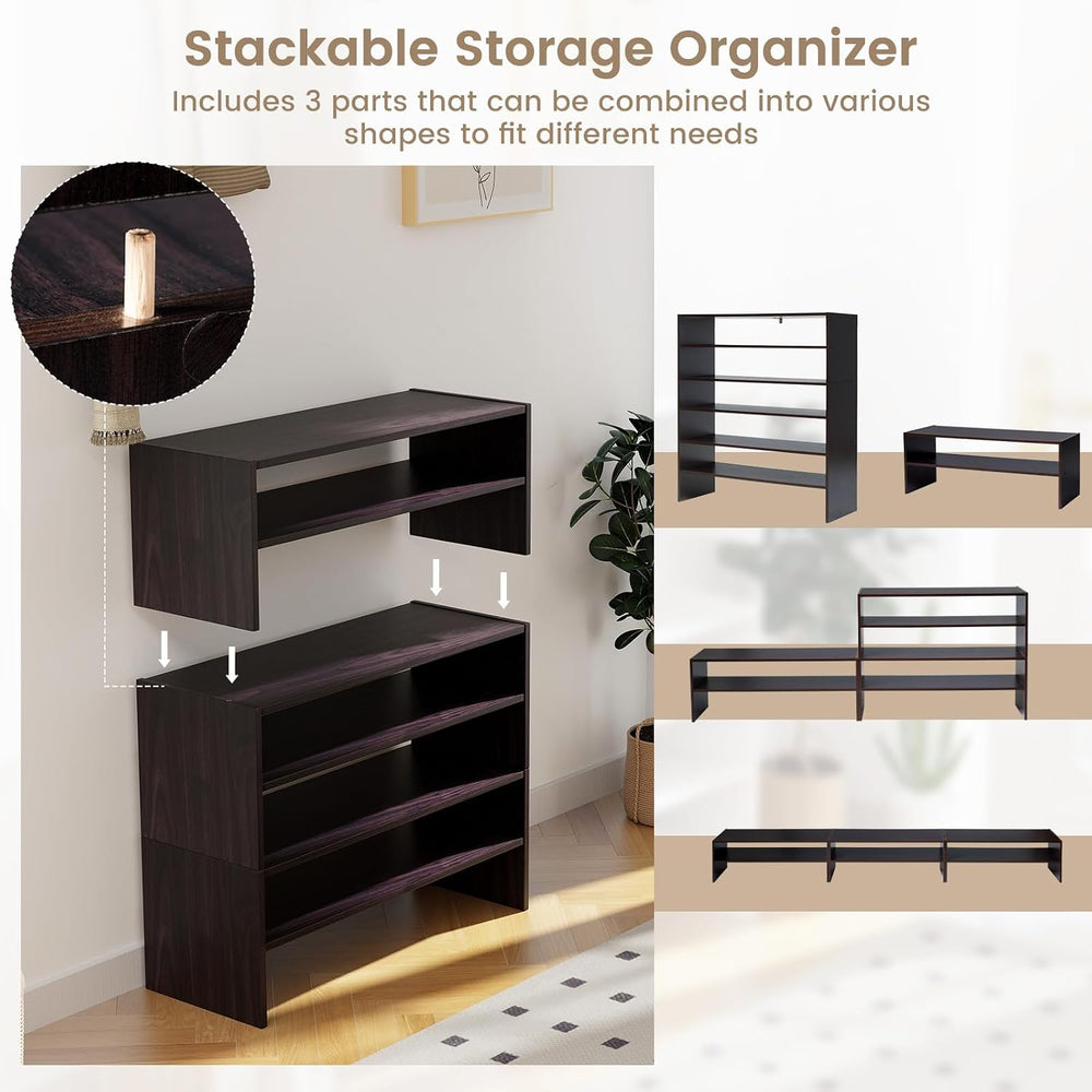 GOFLAME 6-Tier Shoe Rack, Stackable Shoe Storage Organizer, Freestanding Mode...