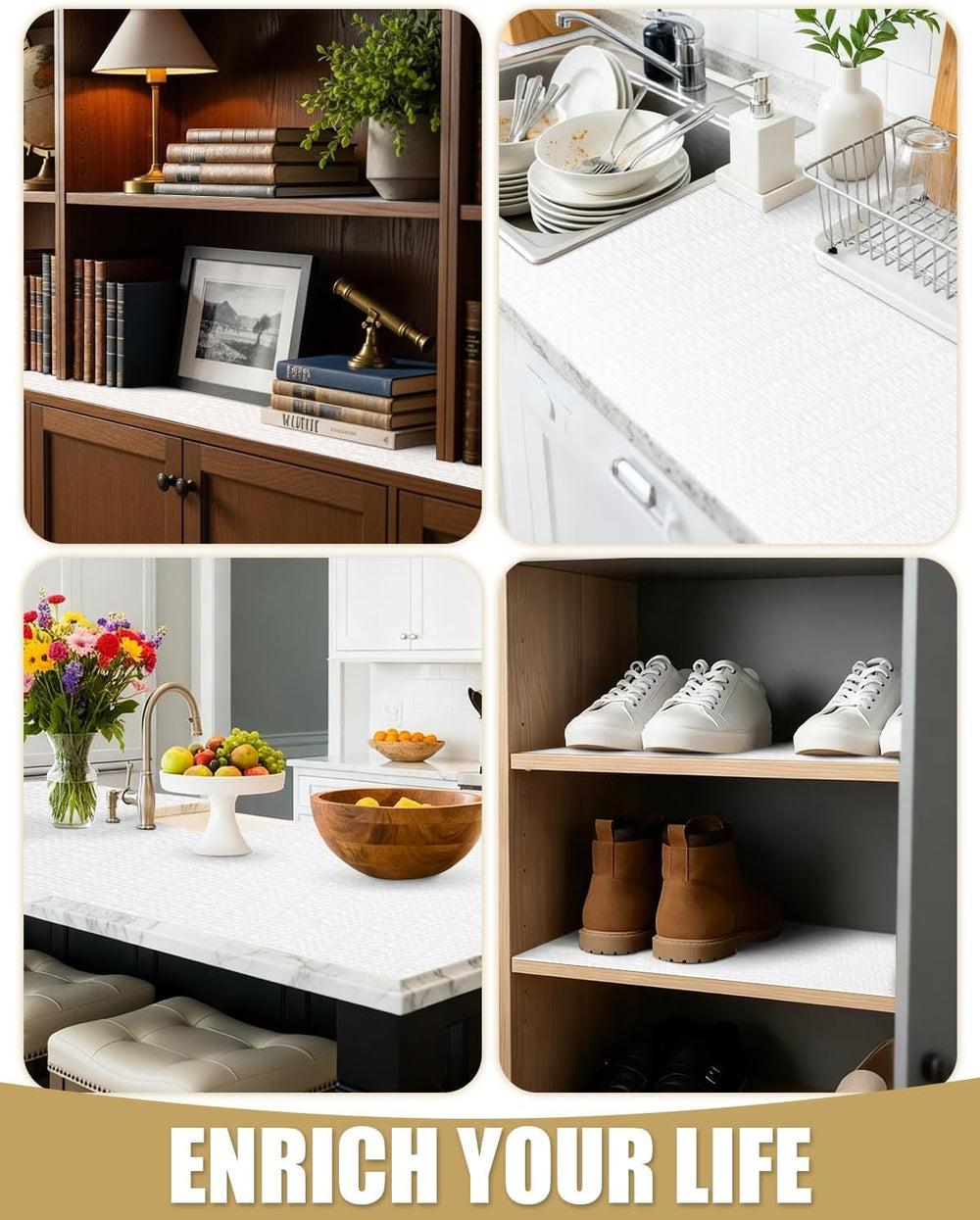 Drawer and Shelf Liners for Kitchen Cabinets Non-Adhesive