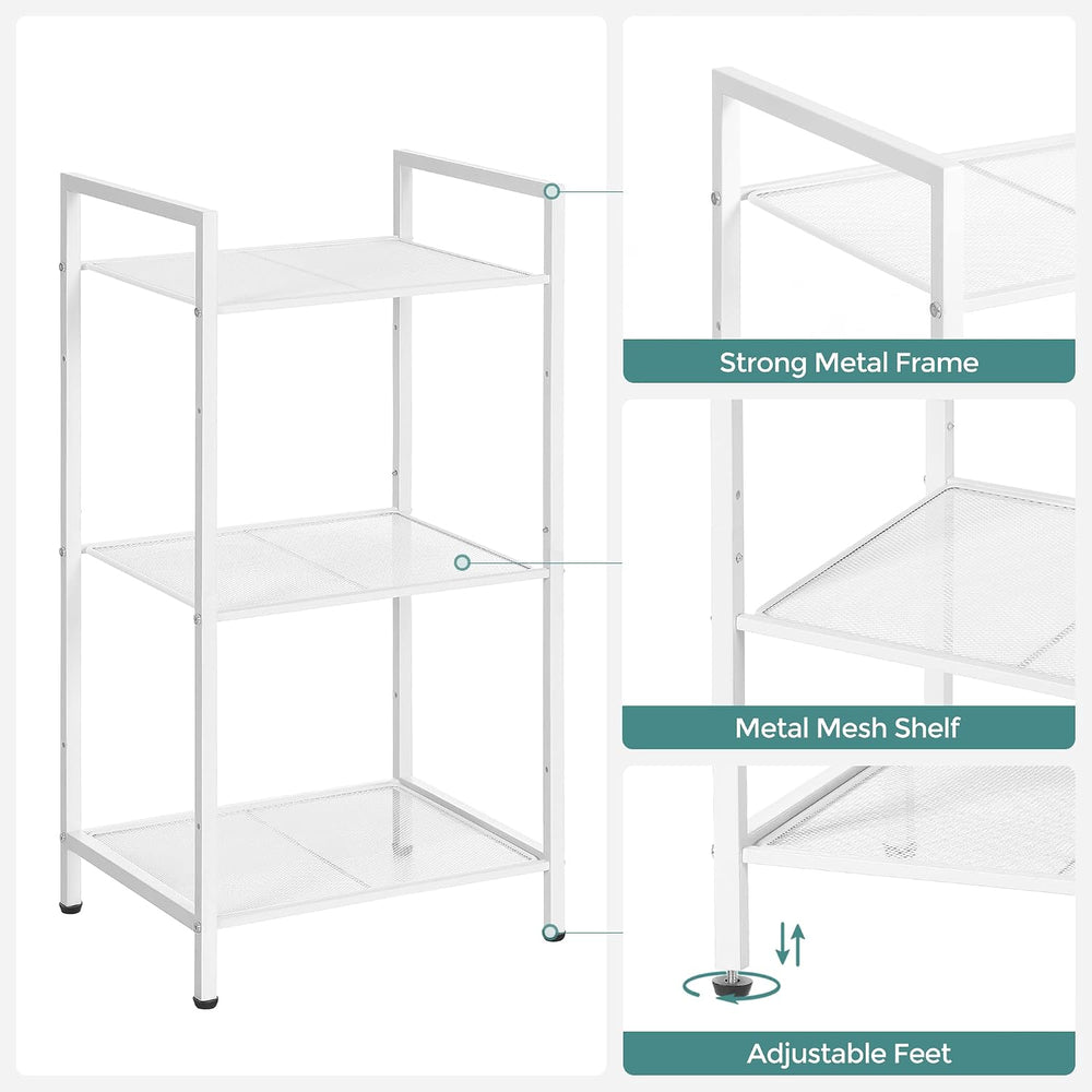 SONGMICS 3-Tier Storage Rack, Bathroom Shelf, Extendable Plant Stand