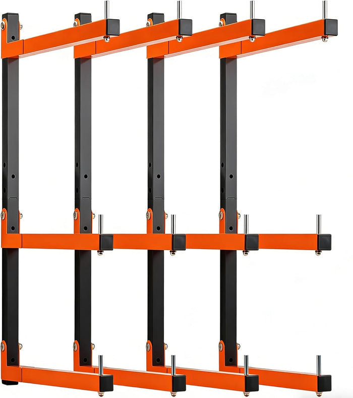 4 Pack Lumber Rack Wall Mount, Heavy Duty Wood Storage Racks, 6-Level System Organizer Shelving, 720 LBS Capacity Hanging Garage Shelves, Orange Brackets Utility Metal Shelf for Indoor and Outdoor