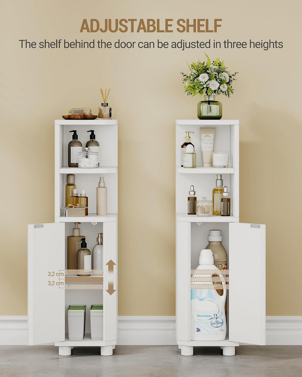 Hzuaneri Corner Cabinet, Small Bathroom Corner Cabinet with Doors
