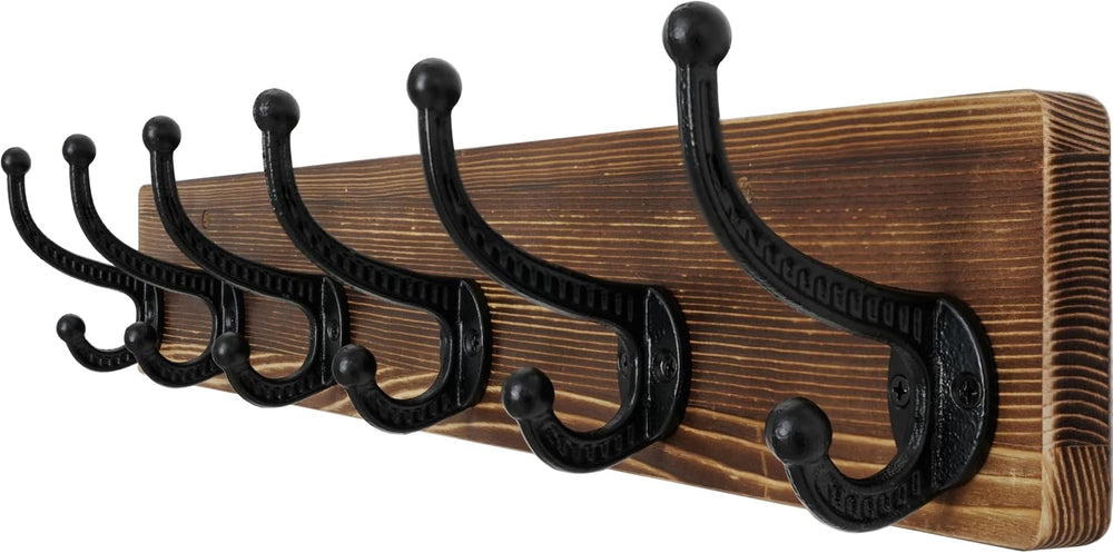 WEBI Rustic Coat Rack Wall Mount,24" Long 6 Cast Iron Coat Hooks Wall Mo...