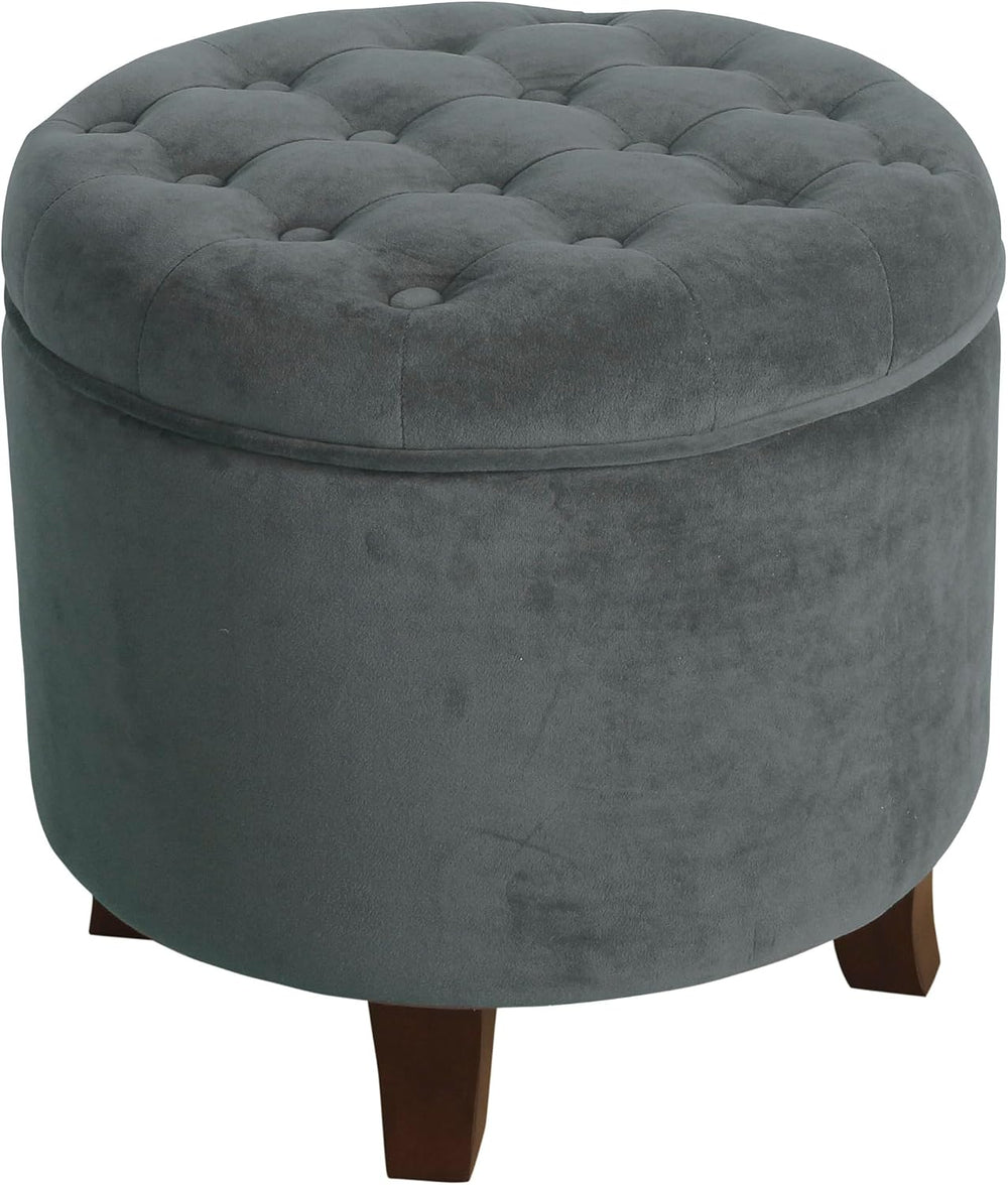 Homepop Home Decor | Upholstered Round Velvet Tufted Foot Rest Ottoman | Otto...