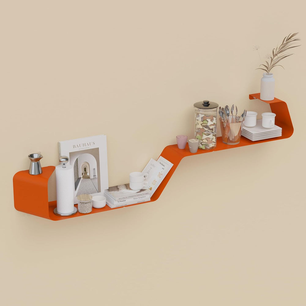 Sttoraboks Floating Wall Shelves Set of 3, Metal Mounted Shelf with Unique De...