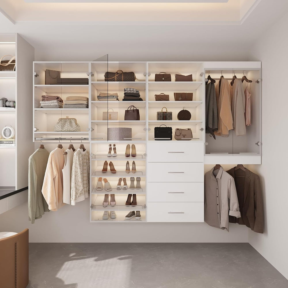 ROOMTEC 31.5" Shoe Shlef Tower Wardrobe Closet with Clear Glass Doors, W...