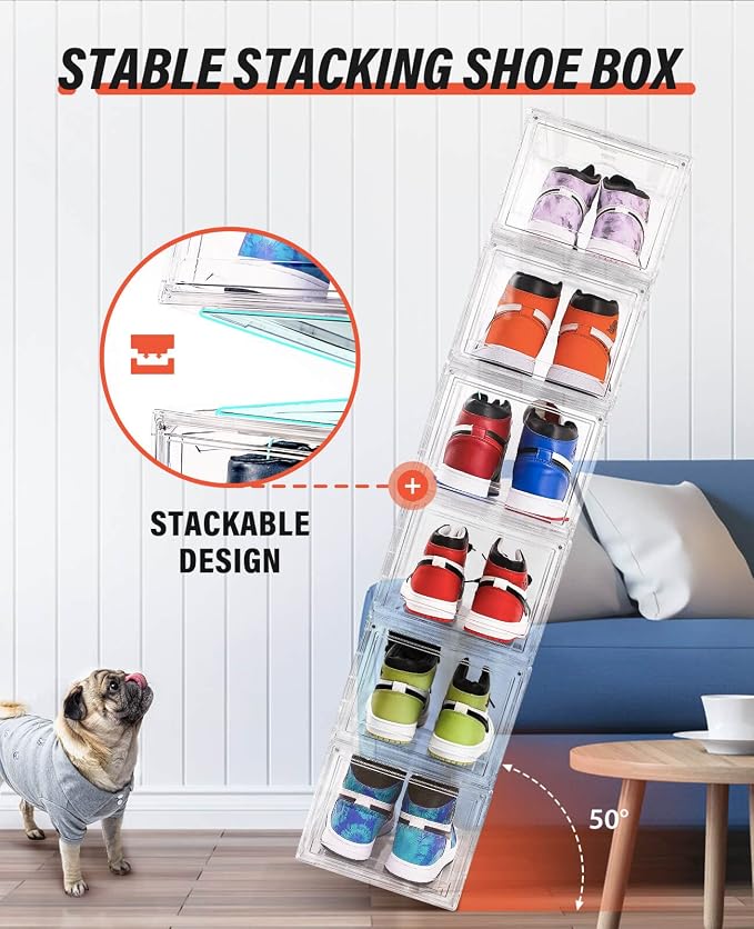 Clear Shoe Boxes Stackable 10 Pack Shoe Storage