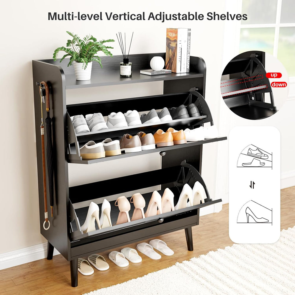 YZ HOME Shoe Storage Cabinet with 2 Flip Drawers, Entryway Shoe Cabinet with ...