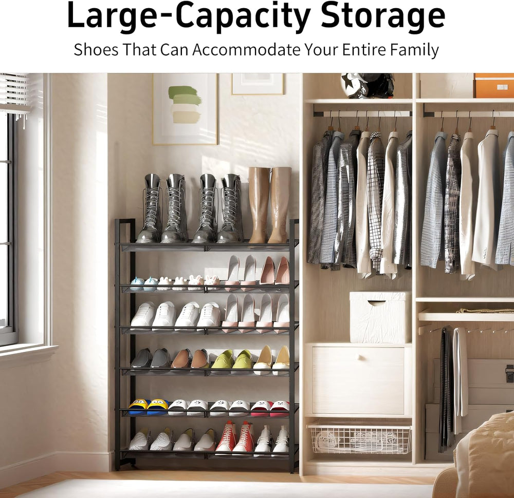 Shoe Rack, 6-Tier Metal Shoe Organizer, Tall Shoe Rack for Closet,entryway,Ga...