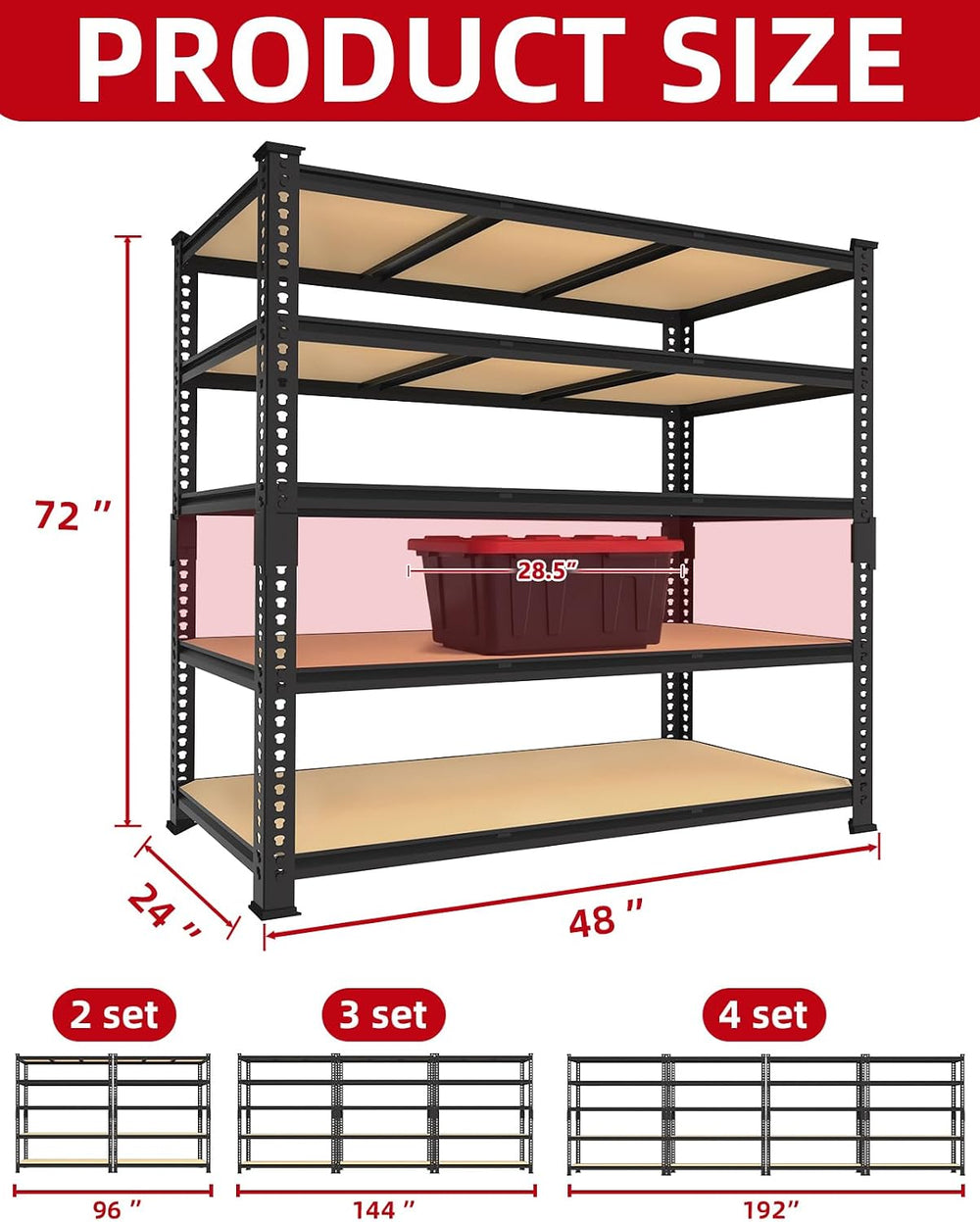 PrimeZone 3250 LBS Heavy Duty Garage Storage Shelves Adjustable Shelf, 2PCS