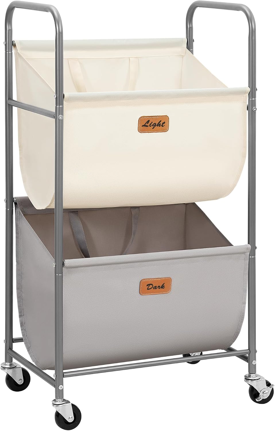 STORAGE MANIAC 80 Liters Vertical Rolling Laundry Hamper, 2 Section Laundry S...