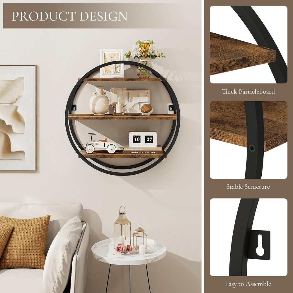 Circle Shelf Wall Decor, 3 Tier Decorative Round Wall Shelf